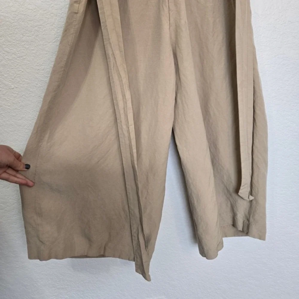 Banana Republic Tan Beige Wide‎ Leg Jumpsuit Square Neck Spaghetti Strap Size 8
